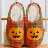 Clan Langlands Tartan Halloween Pumpkin Slippers, Fluffy Spooky Slippers KB31 Langlands Tartan Tartan Halloween