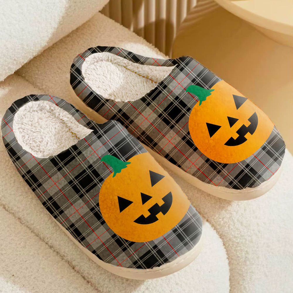 Clan Moffat Modern Tartan Halloween Pumpkin Slippers, Fluffy Spooky Slippers GL95 Moffat Modern Tartan Tartan Halloween