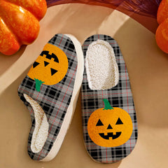 Clan Moffat Modern Tartan Halloween Pumpkin Slippers, Fluffy Spooky Slippers GL95 Moffat Modern Tartan Tartan Halloween