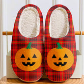 Clan MacIan Tartan Halloween Pumpkin Slippers, Fluffy Spooky Slippers YH95 MacIan Tartan Tartan Halloween