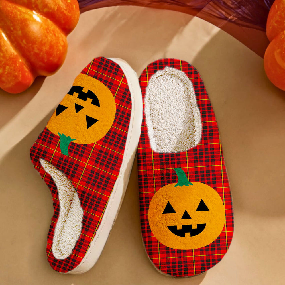 Clan MacIan Tartan Halloween Pumpkin Slippers, Fluffy Spooky Slippers YH95 MacIan Tartan Tartan Halloween