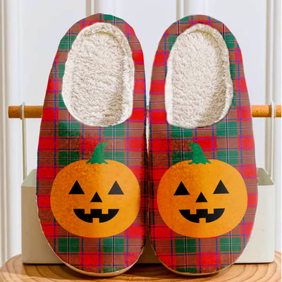 Clan MacPhail Tartan Halloween Pumpkin Slippers, Fluffy Spooky Slippers