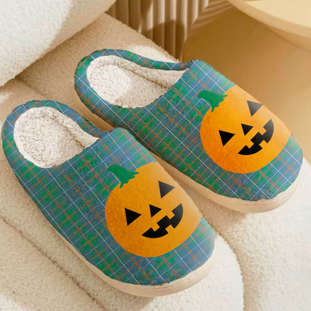 Clan MacHardy Ancient Tartan Halloween Pumpkin Slippers, Fluffy Spooky Slippers NG20 MacHardy Ancient Tartan Tartan Halloween
