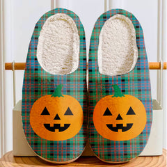 Clan MacDonnell of Glengarry Ancient Tartan Halloween Pumpkin Slippers, Fluffy Spooky Slippers YP72 MacDonnell of Glengarry Ancient Tartan Tartan Halloween