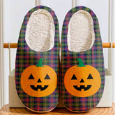 Clan MacLennan Tartan Halloween Pumpkin Slippers, Fluffy Spooky Slippers IS47 MacLennan Tartan Tartan Halloween