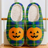 Clan Maitland Tartan Halloween Pumpkin Slippers, Fluffy Spooky Slippers RJ83 Maitland Tartan Tartan Halloween