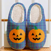 Clan Mercer Modern Tartan Halloween Pumpkin Slippers, Fluffy Spooky Slippers OH58 Mercer Modern Tartan Tartan Halloween