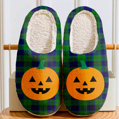 Clan Keith Modern Tartan Halloween Pumpkin Slippers, Fluffy Spooky Slippers YI22 Keith Modern Tartan Tartan Halloween