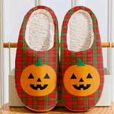 Clan Maxwell Tartan Halloween Pumpkin Slippers, Fluffy Spooky Slippers YH47 Maxwell Tartan Tartan Halloween