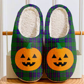 Clan Lockhart Modern Tartan Halloween Pumpkin Slippers, Fluffy Spooky Slippers WD37 Lockhart Modern Tartan Tartan Halloween