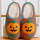 Clan Matheson Ancient Tartan Halloween Pumpkin Slippers, Fluffy Spooky Slippers UB61 Matheson Ancient Tartan Tartan Halloween