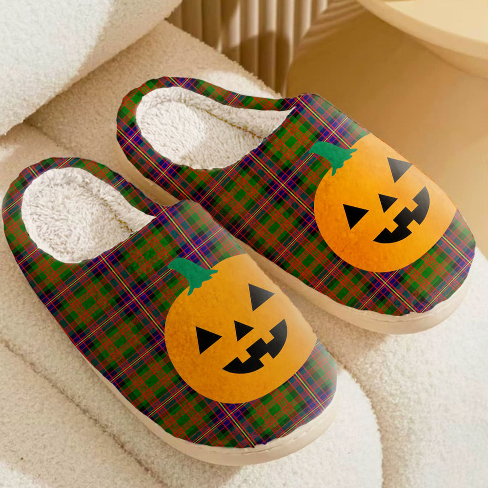 Clan Cochrane Modern Tartan Halloween Pumpkin Slippers, Fluffy Spooky Slippers AZ60 Cochrane Modern Tartan Tartan Halloween