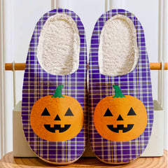 Clan Ochterlony Tartan Halloween Pumpkin Slippers, Fluffy Spooky Slippers UY48 Ochterlony Tartan Tartan Halloween
