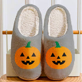 Clan Shepherd Tartan Halloween Pumpkin Slippers, Fluffy Spooky Slippers MC73 Shepherd Tartan Tartan Halloween