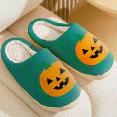 Clan Montgomery Ancient Tartan Halloween Pumpkin Slippers, Fluffy Spooky Slippers ZA36 Montgomery Ancient Tartan Tartan Halloween