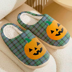 Clan Morrison Ancient Tartan Halloween Pumpkin Slippers, Fluffy Spooky Slippers VB67 Morrison Ancient Tartan Tartan Halloween