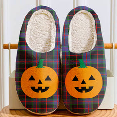 Clan Nairn Tartan Halloween Pumpkin Slippers, Fluffy Spooky Slippers UY25 Nairn Tartan Tartan Halloween