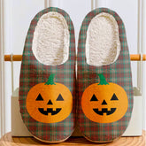 Clan Scott Brown Ancient Tartan Halloween Pumpkin Slippers, Fluffy Spooky Slippers WV78 Clan Scott (Scott Tartan) Tartan Halloween