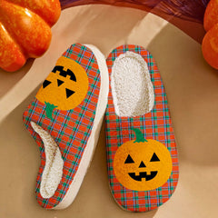 Clan Sinclair Ancient Tartan Halloween Pumpkin Slippers, Fluffy Spooky Slippers JI98 Sinclair Ancient Tartan Tartan Halloween