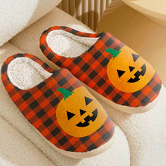 Clan Rob Roy MacGregor Ancient Tartan Halloween Pumpkin Slippers, Fluffy Spooky Slippers GQ71 Rob Roy MacGregor Ancient Tartan Tartan Halloween