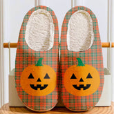 Clan Scott Ancient Tartan Halloween Pumpkin Slippers, Fluffy Spooky Slippers AX48 Clan Scott (Scott Tartan) Tartan Halloween