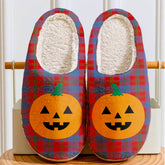 Clan Witherspoon Tartan Halloween Pumpkin Slippers, Fluffy Spooky Slippers FG91 Witherspoon Tartan Tartan Halloween