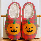Clan Ross Modern Tartan Halloween Pumpkin Slippers, Fluffy Spooky Slippers HR37 Ross Modern Tartan Tartan Halloween