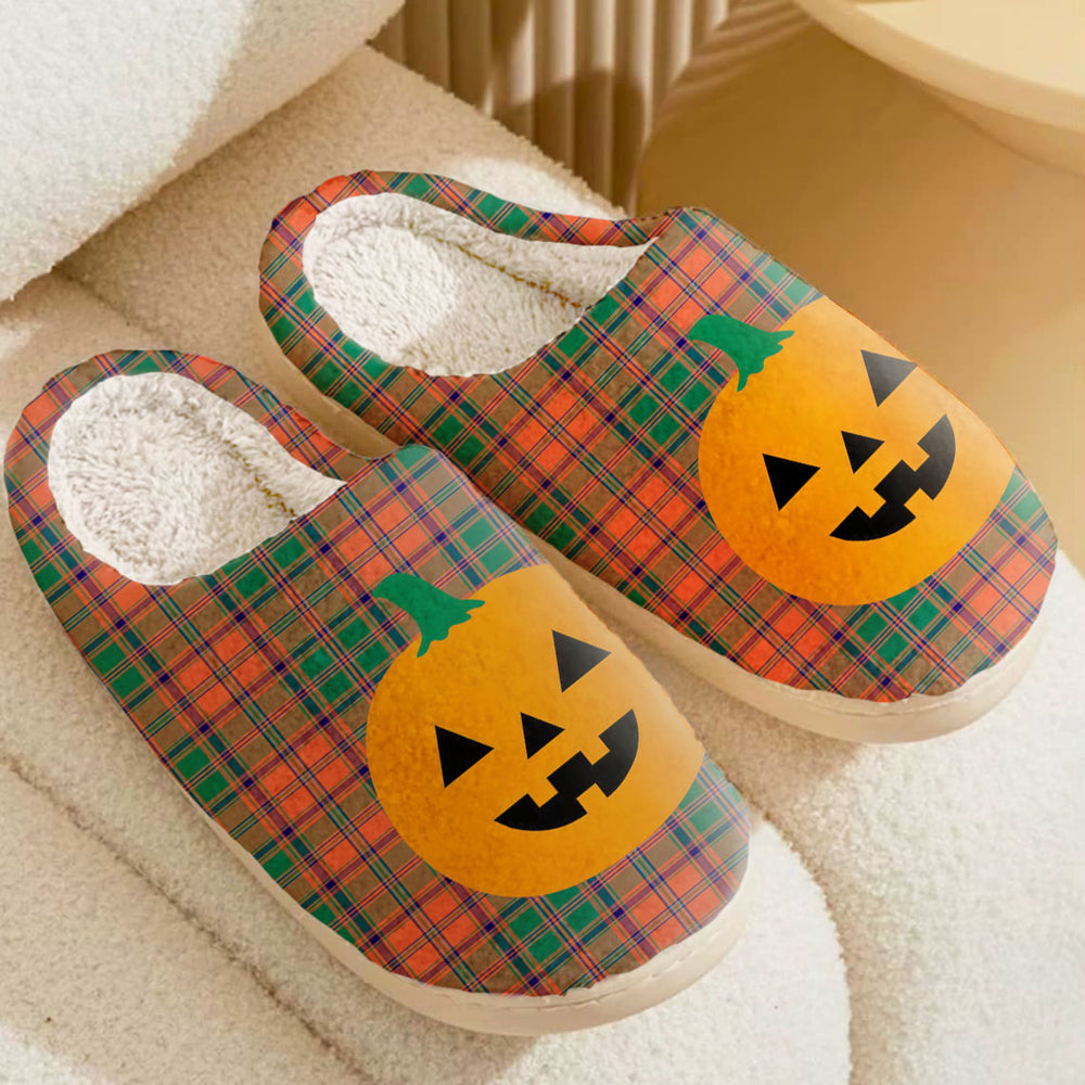 Clan Stewart of Appin Ancient Tartan Halloween Pumpkin Slippers, Fluffy Spooky Slippers XL42 Stewart of Appin Ancient Tartan Tartan Halloween