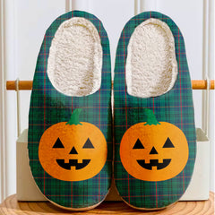 Clan Walker Tartan Halloween Pumpkin Slippers, Fluffy Spooky Slippers LR93 Walker Tartan Tartan Halloween