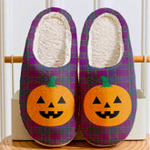 Clan Wardlaw Tartan Halloween Pumpkin Slippers, Fluffy Spooky Slippers ET40 Wardlaw Tartan Tartan Halloween