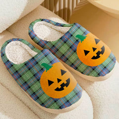 Clan Sutherland Old Ancient Tartan Halloween Pumpkin Slippers, Fluffy Spooky Slippers CF70 Sutherland Old Ancient Tartan Tartan Halloween