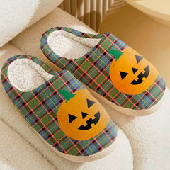 Clan Stirling (of Keir) Tartan Halloween Pumpkin Slippers, Fluffy Spooky Slippers TZ82 Stirling (of Keir) Tartan Tartan Halloween