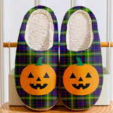 Clan Watson Modern Tartan Halloween Pumpkin Slippers, Fluffy Spooky Slippers KR18 Watson Modern Tartan Tartan Halloween