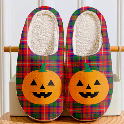 Clan Wauchope Tartan Halloween Pumpkin Slippers, Fluffy Spooky Slippers
