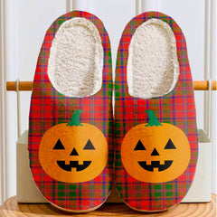 Clan Stewart of Appin Modern Tartan Halloween Pumpkin Slippers, Fluffy Spooky Slippers QL69 Stewart of Appin Modern Tartan Tartan Halloween