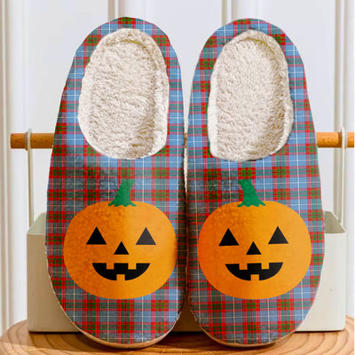 Clan Skirving (Edinburgh) Tartan Halloween Pumpkin Slippers, Fluffy Spooky Slippers