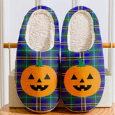 Clan Weir Modern Tartan Halloween Pumpkin Slippers, Fluffy Spooky Slippers YS34 Weir Modern Tartan Tartan Halloween