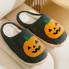 Clan Spalding Murray of Atholl Modern Tartan Halloween Pumpkin Slippers, Fluffy Spooky Slippers FF79 Spalding Murray of Atholl Modern Tartan Tartan Halloween