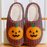 Clan Stewart (Stuart) of Bute Tartan Halloween Pumpkin Slippers, Fluffy Spooky Slippers NM79 Stewart (Stuart) of Bute Tartan Tartan Halloween