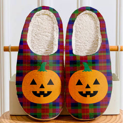 Clan Tennant Tartan Halloween Pumpkin Slippers, Fluffy Spooky Slippers RS56 Tennant Tartan Tartan Halloween