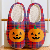 Clan Wishart Dress Tartan Halloween Pumpkin Slippers, Fluffy Spooky Slippers OU39 Wishart Dress Tartan Tartan Halloween