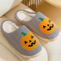 Clan Sir Walter Scott Tartan Halloween Pumpkin Slippers, Fluffy Spooky Slippers ZK19 Sir Walter Scott Tartan Tartan Halloween
