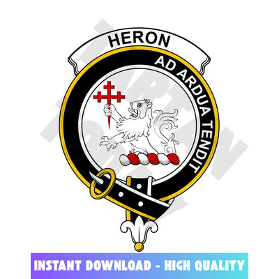 Clan Heron Tartan Crest, Badges, Heraldry, Clans, Family Scotland PNG, Digital ClipArt High Quality