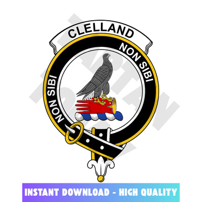 Clan Clelland Tartan Crest, Badges, Heraldry, Clans, Family Scotland PNG, Digital ClipArt High Quality