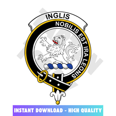 Clan Inglis Tartan Crest, Badges, Heraldry, Clans, Family Scotland PNG, Digital ClipArt High Quality
