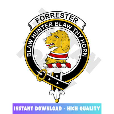 Clan Forrester Tartan Crest, Badges, Heraldry, Clans, Family Scotland PNG, Digital ClipArt High Quality