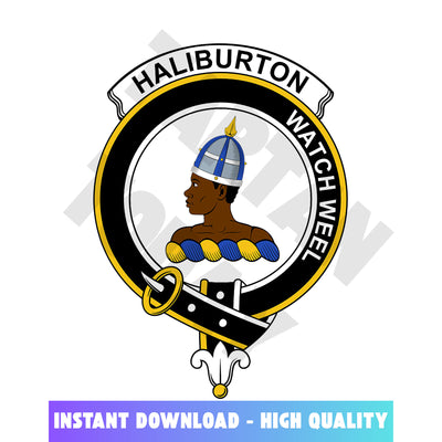 Clan Haliburton Tartan Crest, Badges, Heraldry, Clans, Family Scotland PNG, Digital ClipArt High Quality