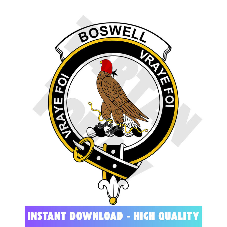 Clan Boswell Tartan Crest, Badges, Heraldry, Clans, Family Scotland PNG, Digital ClipArt High Quality