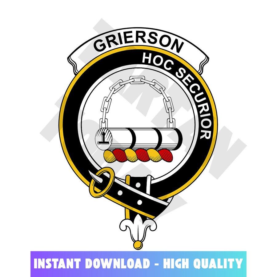 Clan Grierson Tartan Crest, Badges, Heraldry, Clans, Family Scotland PNG, Digital ClipArt High Quality