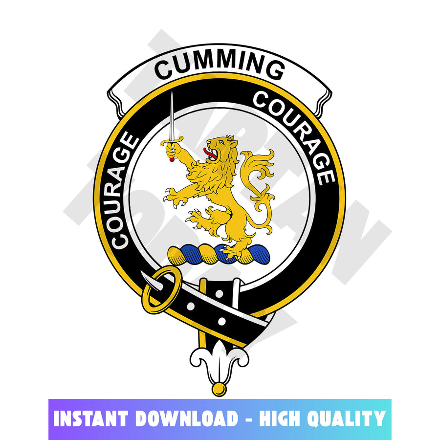 Clan Cumming Tartan Crest, Badges, Heraldry, Clans, Family Scotland PNG, Digital ClipArt High Quality